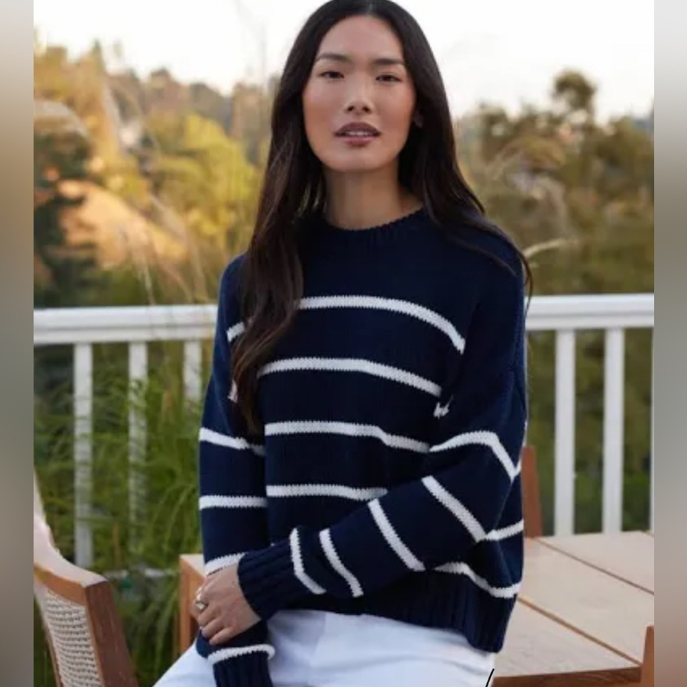 WHITE + WARREN NWT Women Cashmere Admiral Sweater L Large
